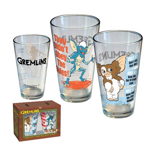 Gremlins Gizmo and Stripe Cartoon Pint Glass 2-Pack